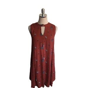 Blu Pepper Dress Women's Size Small Red  Floral Sleeveless